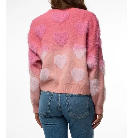 SAACHI Soft Pink Heart Ombre Sparkle Cardigan Size OS #Valentines Day NWT$220 - Picture 10 of 14